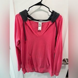 VS SPORT Victoria’s Secret Oversized Sweater in Pink with Gray Hood size M